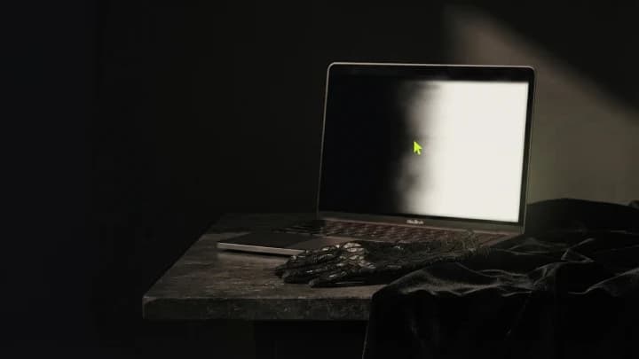 Light storefront layout turning dark next to a black lace glove